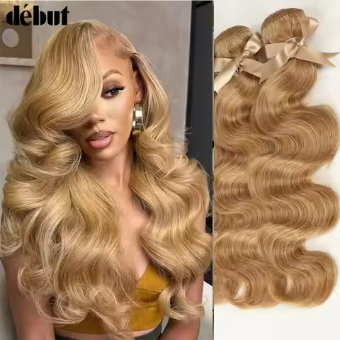 Honey Blonde #27 Colored Hair Peruvian Body Wave Natural Remy Hair Bundles 8 To 26 Inches Sold By 1/