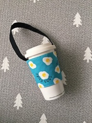 hairmo荷包蛋環保咖啡杯套/飲料杯提帶-深藍(手搖杯)