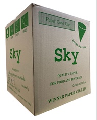 SKY แก้วกรวยกระดาษ ขนาด 4 ออนซ์ จำนวน 5000 ใบ มาตรฐาน มอก. Paper Cone Cup (Quality paper for food an