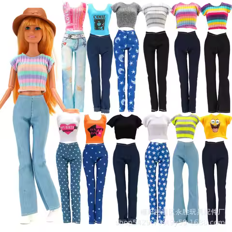 1SET NEW T-shirt+pants For barbie Clothes Dress Accesories,Blyth,Toys For Girls,Christmas, Birthday,