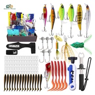 137 pcs ตกปลาล่อชุดที่นุ่มและแข็งเหยื่อ hooks fish lip gripper ของขวัญสำหรับผู้ชาย[Winnereco Lifesty
