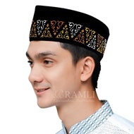 Songkok hitam peci pria motif Gayo aceh kopiah model terbaru