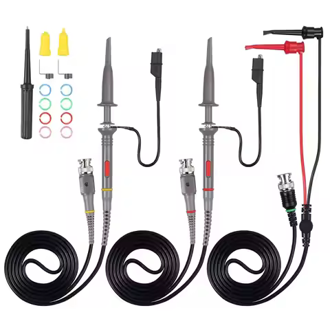 200Mhz Oscilloscope Probe Clip Scope Test BNC End Probe P2200 10X/1X Black with BNC to Mini Grabber 