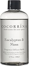 COCORRÍNA Refill - Eucalyptus &amp; Moss 6.7oz Scented Reed Diffuser Oil with 8 Cotton Reed Sticks Fragrance for Bedroom, Bathroom, Oil Diffuser, Home Décor