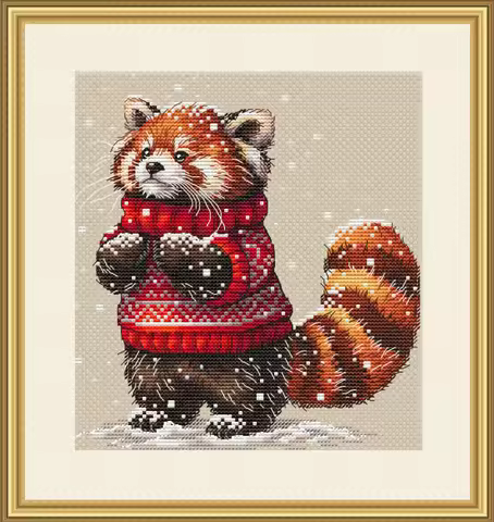 Tomato Flower Clock Embroidery Kits, Cross Stitch Kits, DIY Home Fun, Handwork 8-sweater animal-red 