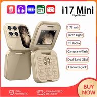2024 New Mini Flip Phone i17 Mini Mobile Phone FM Radio 2G 2SIM Card Flip Phone Small Display