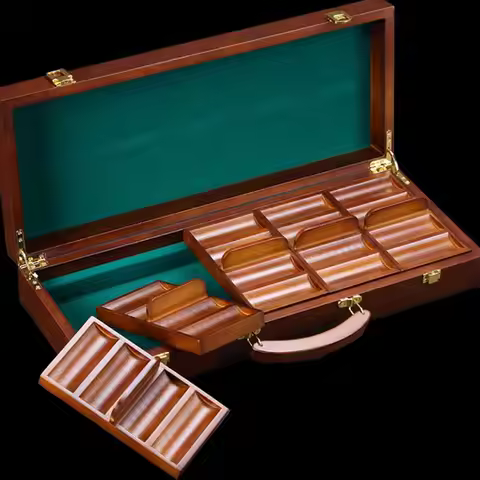High-end Solid Wood Casino Chips Box Capacity 300/500pcs Chips High Quality Atmospheric Texas Poker 