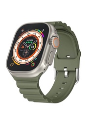 1入組中性黑暗綠色波浪有圖案運動矽膠智能手錶帶,適用於Apple Watch帶38mm40mm41mm42mm44MM45mm,適用於Apple Watch系列Ultra/SE/8/7/6/5/4/3/2/1