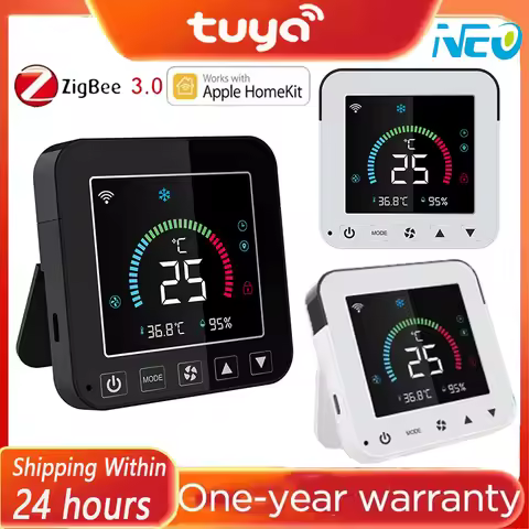 Tuya Wifi Smart Air Condition Controller USD LCD Touch Screen Smart Temperature Humidity Controller 
