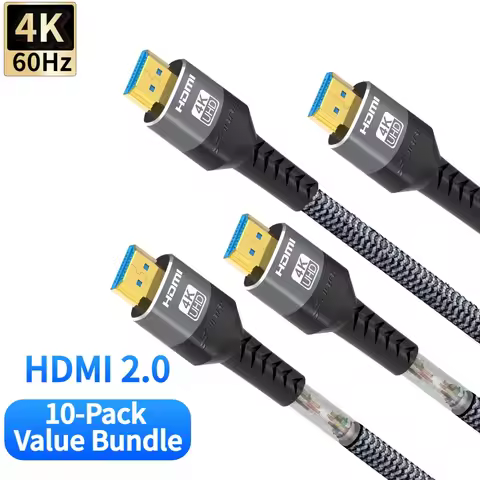 10-Pack 4K@60Hz HDMI 2.0 Cable 18Gbps High Speed HDMI Cord Compatible with TV, Monitor, PS5, Xbox, B
