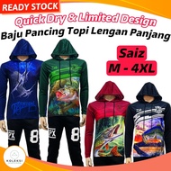 KOLEKSI SEMPURNA Baju Pancing Lengan Panjang M-4XL Baju Mancing Men Fishing Shirt Jersi Pancing Hood