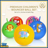 TOYMAKER KIDS INFLATABLE JUMP BALL WITH HANDLE – LEATHER HOPPING & BOUNCING TOY