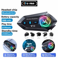 G-PRO Helmet Interkom Helm Motor Bluetooth Y12 Pro - Jarak Interkom 500M Tahan Air IPX6 Kompatibel L