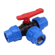 (Weloves) PE Pipe 3-Way Ball Valve 20/25/32/40/50mm Plastic Valve Ball Valve Valve