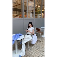 เสื้อยืดแขนสั้นผู้หญิง HRG ทรงเข้ารูปสไตล์เกาหลีฤดูร้อน 2025 เสื้อเชิ้ตคอตตอนทรงตรงทรงเข้ารูป คอกลม