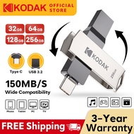 KODAK K273 OTG USB 3.2แฟลชไดร์ฟ128GB/64GB/256GB-USB-C คู่และธไดรฟ์ความเร็วสูง USB-A สำหรับโทรศัพท์ A