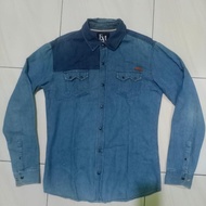 Kemeja jeans denim pria original Evisu Blue