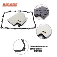 TRANSPEED 10L60 Auto Transmission Oil Filter 24290800 24294355 & Oil Pan Gasket For Cadillac CT5 CT6