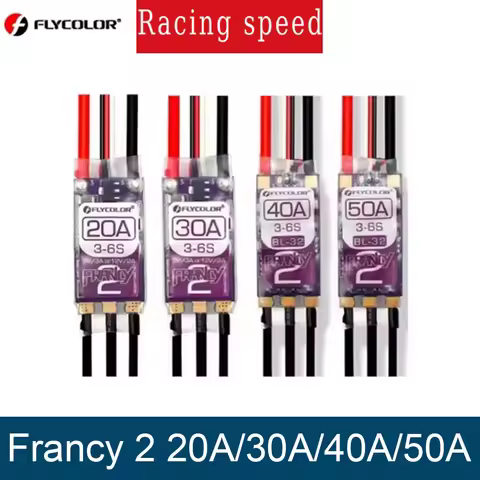 FLYCOLOR Francy 2 Brushless ESC 20A 30A 40A 50A BLHELI-32 Dshot High Performance MCU 5V/3A 12V/2A BE