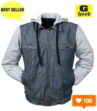 เสื้อยีนส์ฮู้ดแบบมีการ์ด