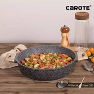 Carote Essential Woody Shallow Pot with Lid 28cm Low Casserole Non-Stick Frying Pan