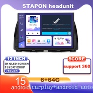 STAPON 13inch 6+64G for mazda cx5 2012-2016 Android15 1920x1200p 2k screen carplay android auto OCTA