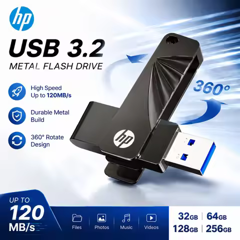 HP 762W USB 3.2 Metal Flash Drive 32GB 64GB 128GB 256GB Rotating Swivel USB Stick High Speed Pen Dri