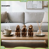 [MOONWHITE]  3 Wise Monkey Statue Resin Figurine No Evil See Speak Hear Monkey Sculpture for Home Of