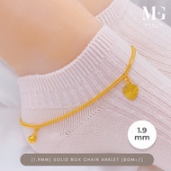 Merlin Goldsmith 22K 916 Gold (1.9mm) Solid Box Chain Anklet (8GM+/-)