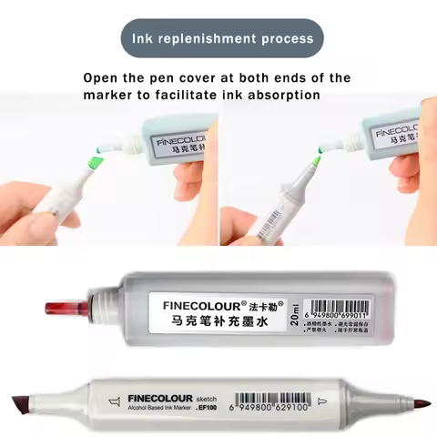 Finecolour Oily Alcoholic Marker 20ML Ink Universal Replenishing Fillable Liquid Ink Art School Offi