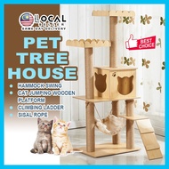 Premium Large 135cm Cat Wooden Condo Cat Tree House Cat Scratch Post Cat Scratching Tower With Hammock