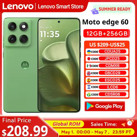 Original Motorola MOTO edge 60 Smartphone 5G Global ROM 6.7‘’ 1.5K 120Hz pOLED Display IP68 MediaTek