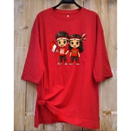 MERAH CHERON - Red and White T-shirts for Indonesian Independence Day, HR8 Oversize Slit Distro for 
