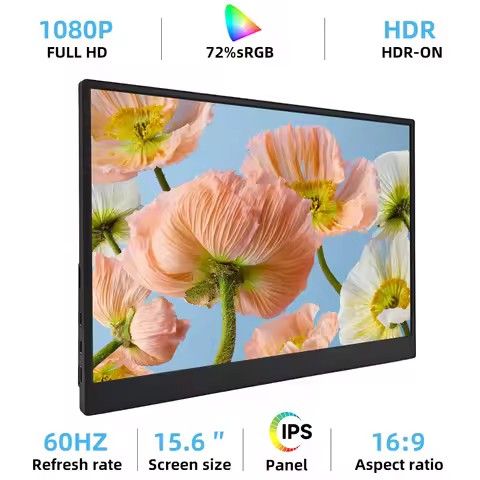 ZSUS 15.6-Inch 1920*1080 Portable Monitor 1080P For Laptop XBox PS4/ 5 Switch Cell Phone PC Extensio