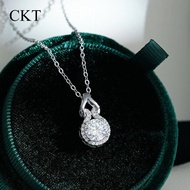 CKT Real 18k White Gold 1ct D Color Moissanite Diamond Necklace Pendant for Women Platinum Pt950 Cla