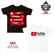 Karimake Youtube Content Creator Like Comment Subscribe Print T-Shirt For Men 100-150CM Children's