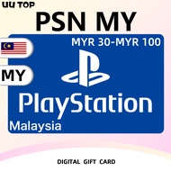 PSN MY Gift Card ⚡ PlayStation Network Malaysia RM Sony Digital Code MYR 30 / 50 / 100 UU TOP Fast C