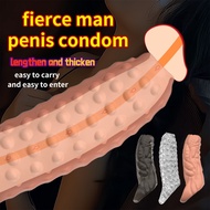 Male Locking Penis Condom Thicker Penile Sleeve Enlarged Spermicidal Ring Delay Sleeve Penis Sleeve