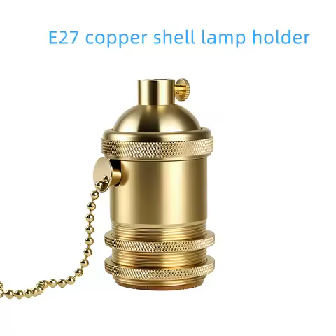 Vintage Brass Lamp Holder with Pull Chain - E27/E26 Socket for Pendant, Floor & Table Lamps, Retro M