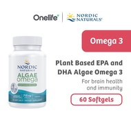 Nordic Naturals Plant Based EPA and DHA Algae Omega 3 715mg 60 Softgels - For Brain Health and Immun