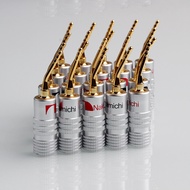 ❅ 8PCS 2mm Banana Plug Nakamichi Gold Plated Speaker Cable Pin Angel Wire Screws Lock Connector For Musical HiFi Audio