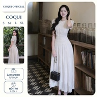 Long white party dress designed - COQUI, luxurious lady's dress that flatters the figure and covers 