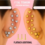Additional F136L Titanium Flatback – Aesthetic Back Earrings (Heart, Star, Flower)