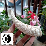 pipa once padutan tulang iga duyung ukir tengkorak D875