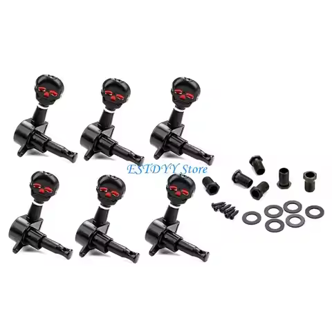 G6DE 6Pcs Skull Button Keys Machine Heads Tuners for Electric Guitar and Bass