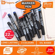 Fixguru 20Pcs 700 Permanent Marker Pen/Bullet Point/ Refillable Ink Office Stationery