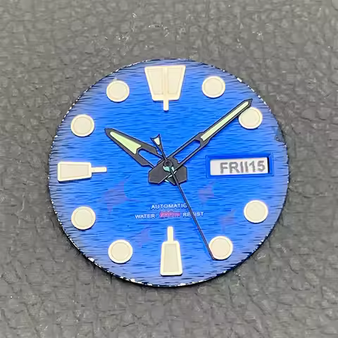 Blue 28.5mm Watch Dial and Watch Hand Combination 3 o'clock 3.8 o'clock 4.1 o'clock Fits NH35 NH36 7