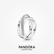 Pandora แหวนพลอยเทียม แบบไขว้ j111