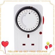 24-Hour Segmented Timer Switch-Energy-Saving Plug Timer Socket Kit-with Programmable Time Controller 3-Pin Plug UK Plug