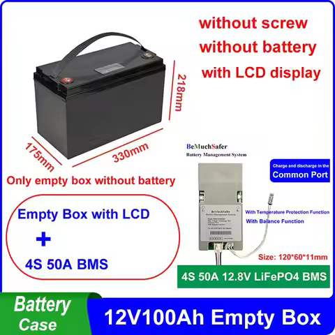 12V100Ah Battery Case 12V 100Ah Empty Box Fit 32650 32700 26650 18650 For DIY LiFePO4 12V 12.8V 100A